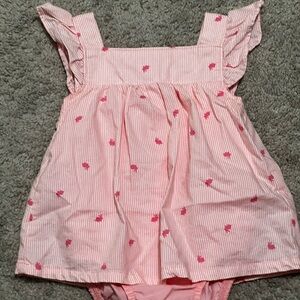 Pink Striped Baby Dress with Ruffle Sleeves